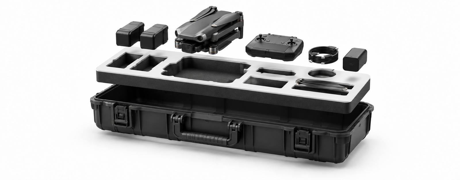 An organized reusable shipping case with fitted foam and recovered electronics